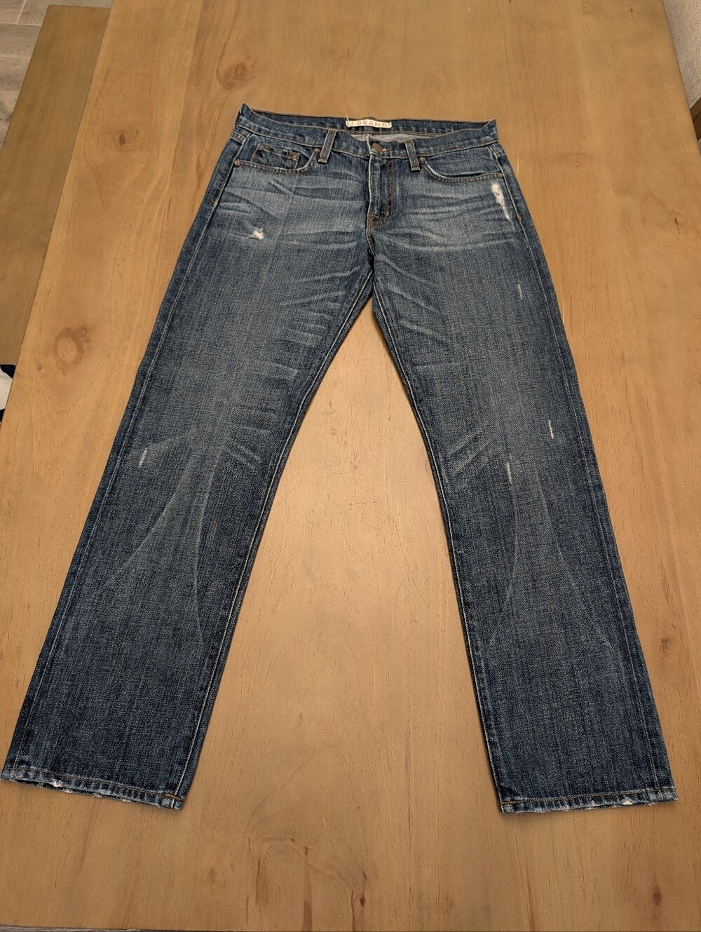 J Brand Boyfriend Jean Clyde- Distressed Straight Blue Jeans Size 26